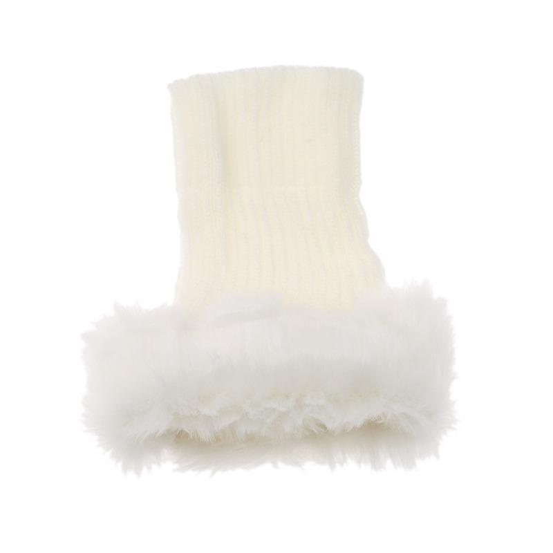 Womens Crochet Knit Fur Trim Leg Warmers Cuffs Toppers Boot Sock Winter Foot Socks