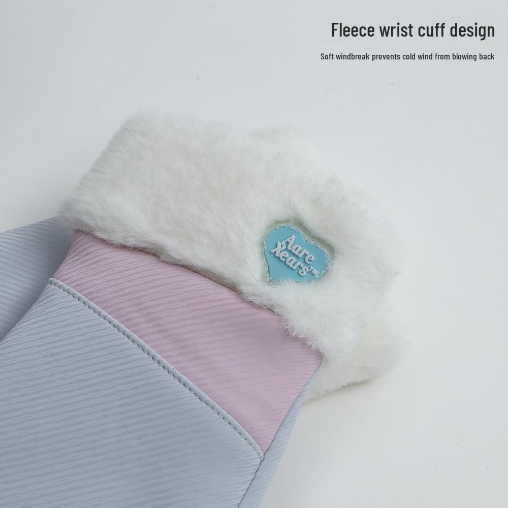 Women's Winter Fleece-Lined Windproof Non-Slip Cycling Gloves with Touchscreen Capability