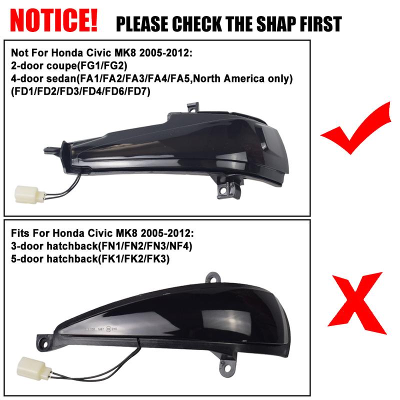 For Honda Civic Mk8 Sedan FD1 FD2 FD3 Civic 2D 4D LED Dynamic Side Mirror Turn Signal Light Indicator Blinker Sequential Lamps