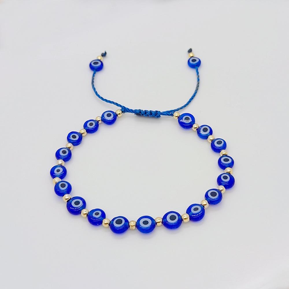18K Gold-Plated Evil Eye Copper Bead Bracelet