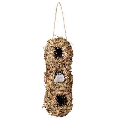 Hand Woven Hummingbird Houses Peanut Shape Natural Bird Nest Hut Straw Bird Nest Handmade Hanging
