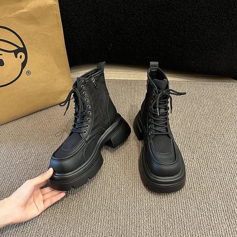 Fashion 2024 Hot Sales Vintage High Top Thick Heel Boots for Women Autumn and Winter New Trend Fashion Mix Mid-heel Ankle Boots