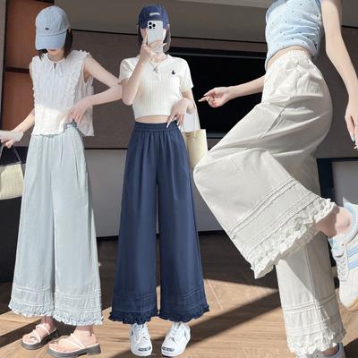 Lace Lace Hooked Wide-leg Cropped Pants for Women In Summer New Loose Thin Small Sun Protection Casual Pants