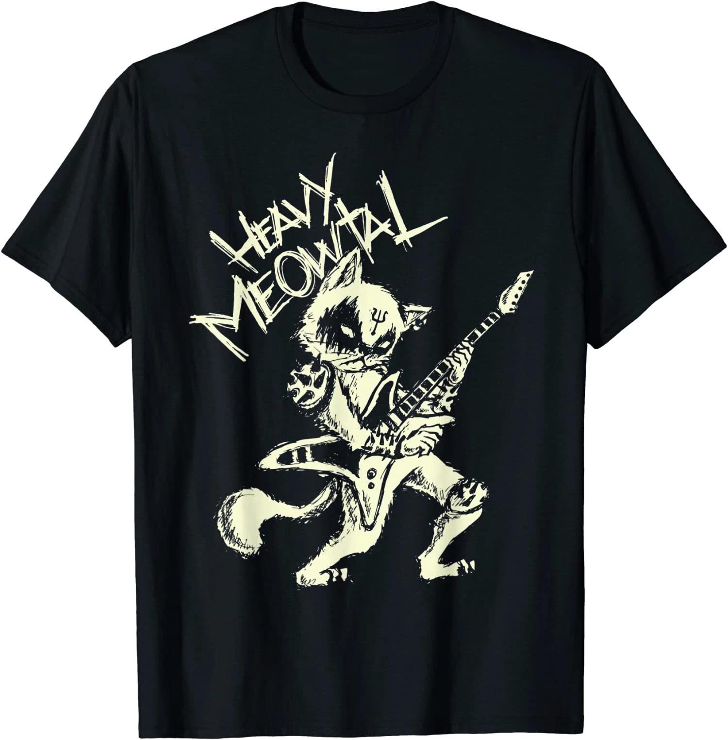 Heavy Meowtal Cats Gift, Cat Playing Guitar Gothic T-Shirt XXXXL