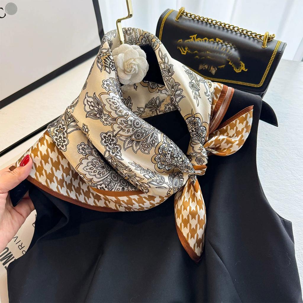 Fashion 100% Nature Real Silk Square Scarf Women Female Foualrd Neckerchief Summer Beach Scarves Shawl Bandana Hijab Pashmina