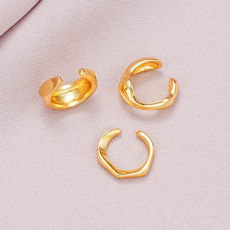 3Pcs/Set Simple Metal Twisted Lines Irregular Ear Clip Earrings for Women Fashion Gold Color Ear Bone Clip No Piercing Jewelry