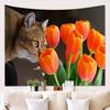 Cute Cat Pattern Tapestry Decoration Background Hanging Cloth Bright Colorful Painting Wall Blanket Picnic Blankets Tablecloths