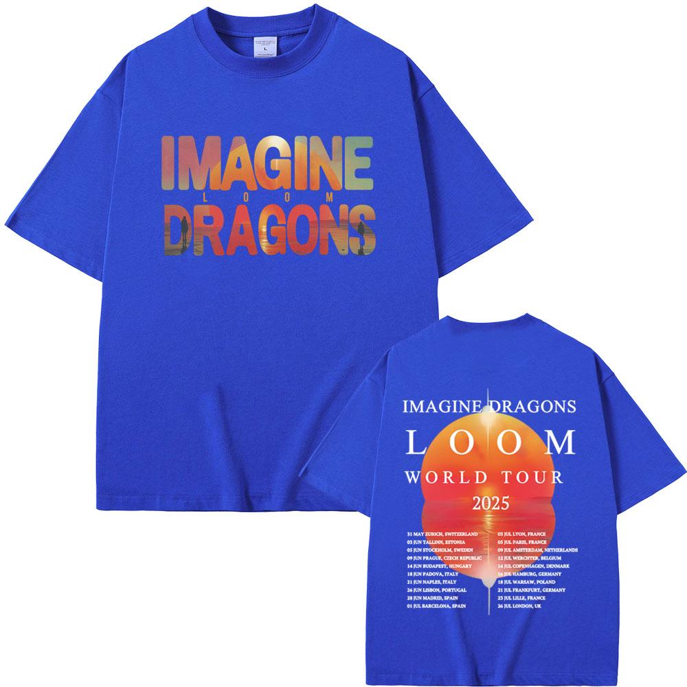 Rock Band Imagine Dragons Loom World Tour 2025 T Shirts Men Women Gothic Vintage Oversized Tshirt Unisex Casual Cotton Tshirt
