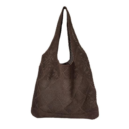 Dámská pletená taška přes rameno s velkou kapacitou, ležérní taška, jednobarevná dutá taška přes rameno pro každodenní výlety, nákupy, školu