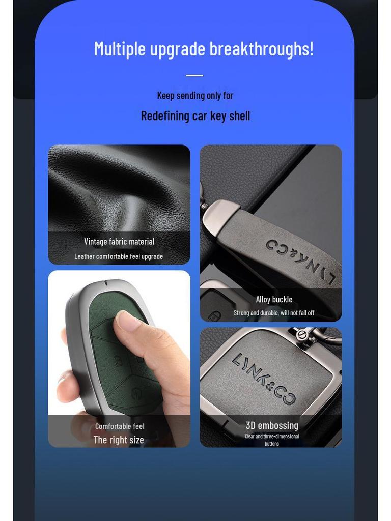 Zinc Alloy Key Case for Lynk & Co Models - Fits Z20, Z10, Co 900 - Premium Metal Smart Card Holder