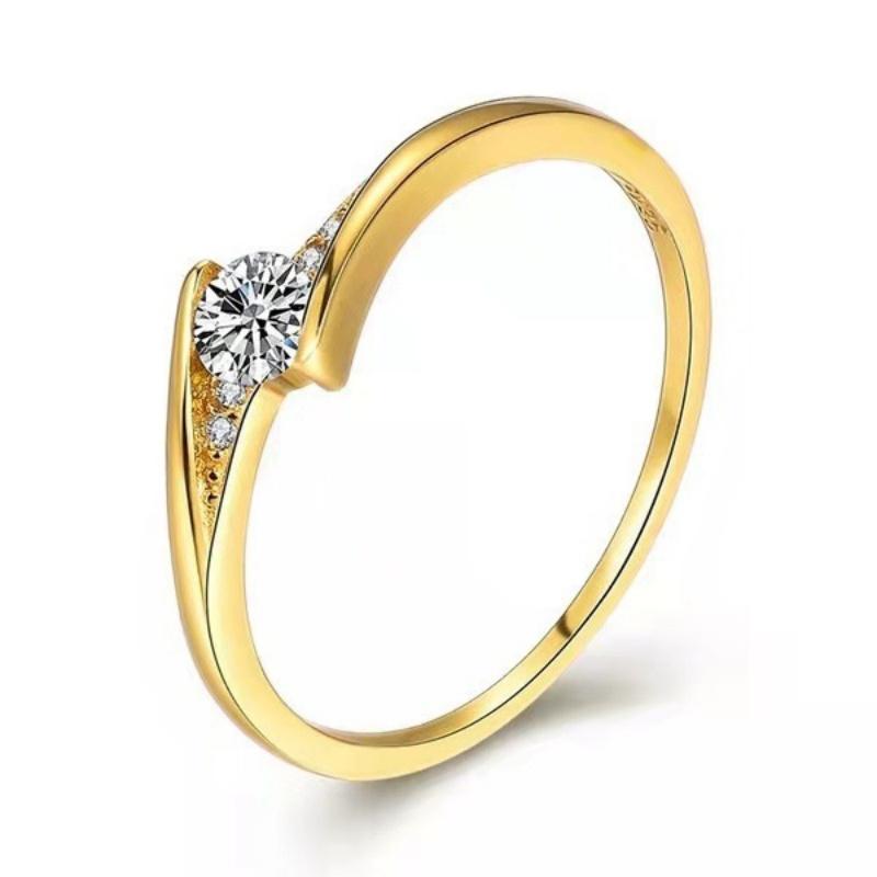 Bagues Mode Classiques pour Femmes Métal Couleur Or Zircon Blanc Bague pour Femmes Romantique Mariée Fille Bague de Demande Bijoux de Mariage Cadeau 2025
