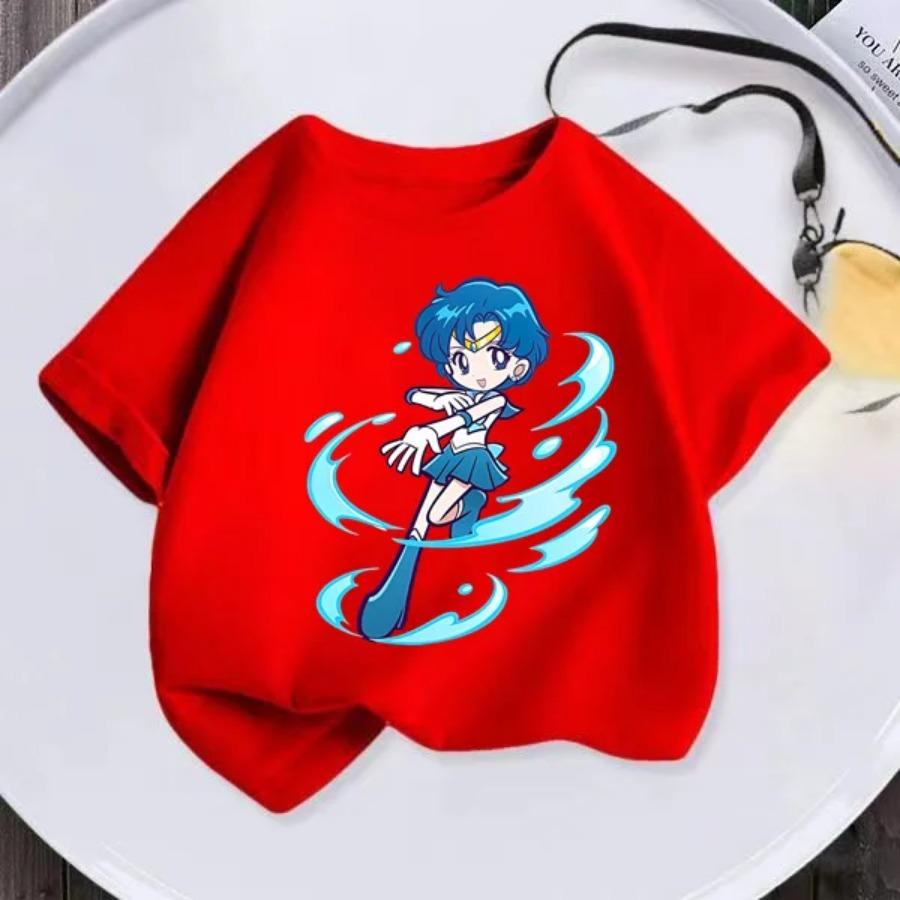 Summer New Kids T-shirt Anime Sailor Moon Girl T-shirt Fashion Cute Girl Anime Harajuku Style Short Sleeve T-shirt Top