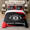 Juego de Cama Personalizado Patrón Manchester United, Estampa Nombre Texto 1 Funda Nórdica más 2 Fundas de Almohada Textil para el Hogar