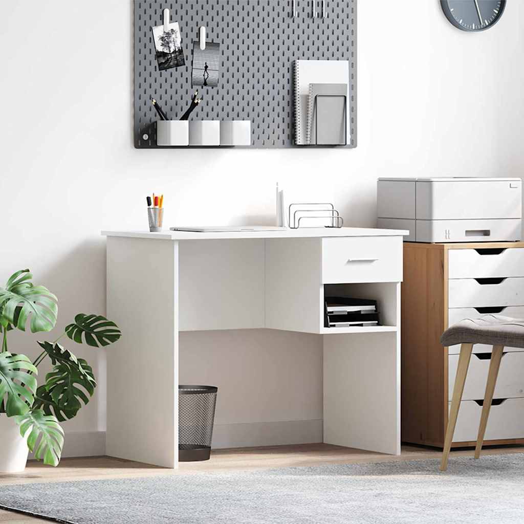 White Desk with Drawers 90 x 49 x 75 cm Engineered Wood