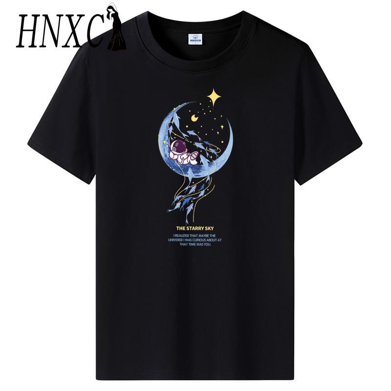 HNXC Cotton Short Sleeve T-shirt Men's Fashion Loose Half Sleeve Shirt Printed Compassionate Shirt