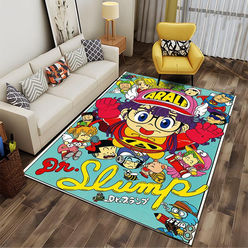 "Dr. Slump Cartoon Pattern Rug" suitable as a non-slip mat for the living room or bedroom sofa