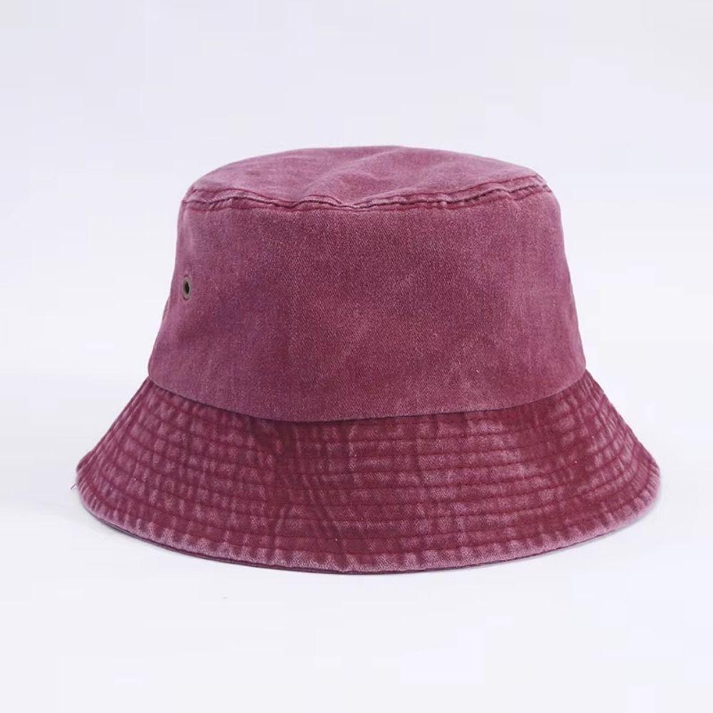 Solid Color Bucket Hat Wide Edge Sun Hat Vintage Fisherman Hat  Beach Activities