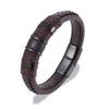 Punk Multilayer Braid Genuine Blue Leather Bracelet Titanium Stainless Steel Magnetic Buck Bracelet Men Homme Pulseras