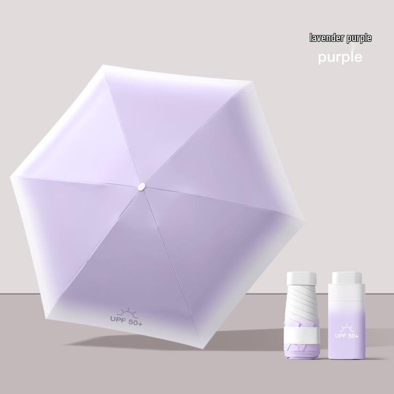 New Macaron Color Five-Fold Ultra-Light Sun Protection Compact Mini Umbrella with Buckle Handle