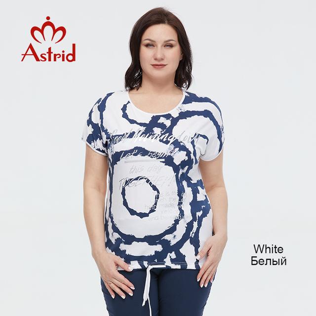 Astrid Summer Women's T-shirt 2023 Oversized Top Cotton Short Sleeve Tee Vintage Fashion Art Print Drawstring Female Clothing