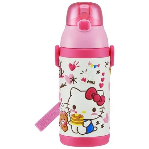 Skater Stainless Steel Children's Water Bottle 380ml Straw Drinking 3D Hello Kitty Snack Time SSPV4 Sanrio-A