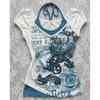 T-Shirts Damen Y2k Ästhetik Harajuku Vintage Patchwork Neckholder Bandage V-Ausschnitt Buchstabendruck Grunge Gothic Crop Tops
