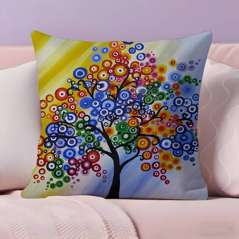 Colored Tree Pillow Case  Ultra Soft Skin Friendly Fabric Cloud Like Comfort & Concealed Zipper