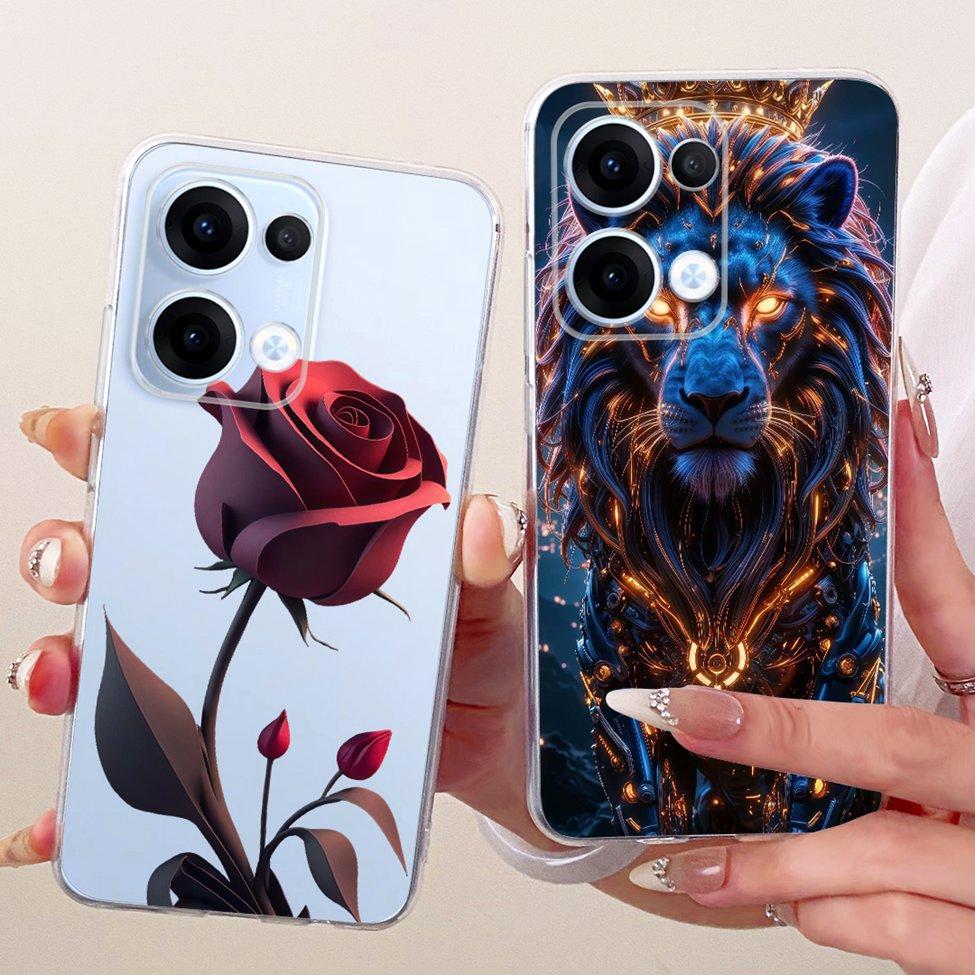 Transparent For Oppo Reno13 Case CPH2689 Cute Cat Fashion Butterfly Funny Painted Casing For Oppo Reno 13 PKM110 Cover