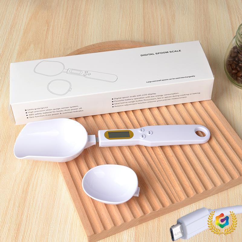 Digital Measuring Spoon Scale for Kitchen Ingredients, Small Electronic Food Scale, White