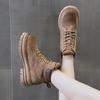 Cattle velvet thick-soled Martin boots women's spring new soft-soled retro casual fashion short boots frosted tooling boots