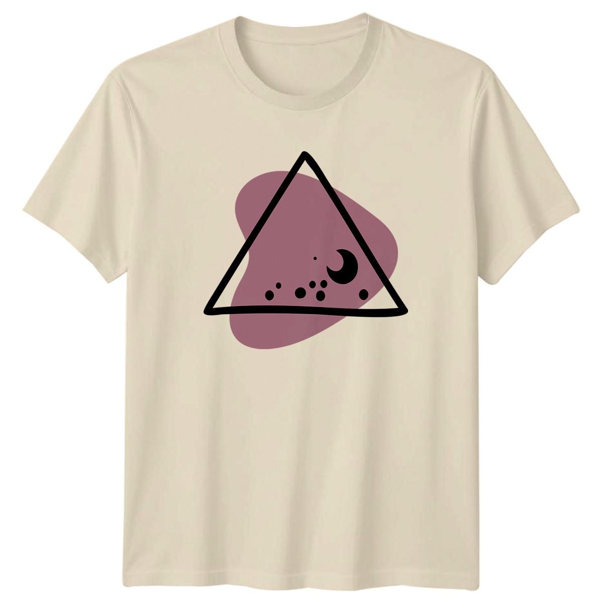 Minimalist Moon Stars Triangle Design T-Shirt Bohemian Style Celestial Art XXXXL