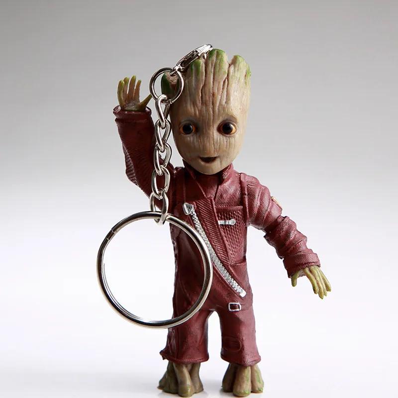 Anime Figure Keychain Guardians of The Galaxy Small Tree Man Bag Pendant Decoration Groot Model Doll Keyring Gifts Kids Toys