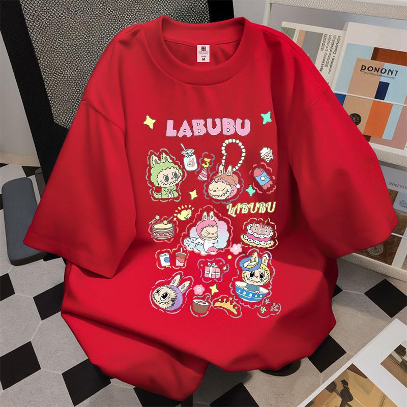 

LABUBU summer loose unisex blouse short-sleeved T-shirt fashionable and trendy S