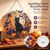 Halloween Black Cat Moon 5D Diamond Art Hanging Ornament Kit Double Sided