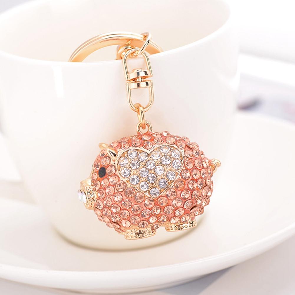 Fashion Cute Little Pig Couple Women Keychain Jewelry Gift (White  Black)