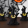 1-10PCS Halloween LED Ghost Face Tree Statue with BatterySpooky Tree Demon Statue Tabletop Bark Face Figurine for Indoor Outdoor