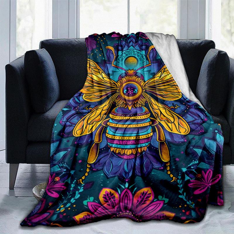 

1pc Bee Printing Lightweight Flannel Blanket, Comfortable and Warm Blanket, for Camping Sofa Bed and Couch Office, Suitable for Gift Blankets 100x150cm