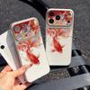 Electroplated lambskin colored koi is suitable for Apple 16/15/14/13promax mobile phone case 12/11 anti-drop