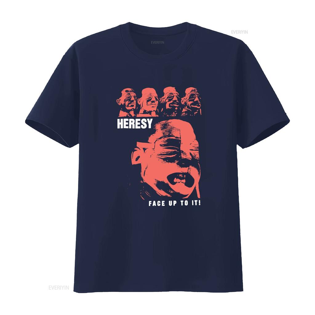 Vintage Heresy Band T Shirt FACE UP TO IT Design Heavy Cotton Black Sizes S 5XL AA298 vintage Washed graphic streetwear Casual