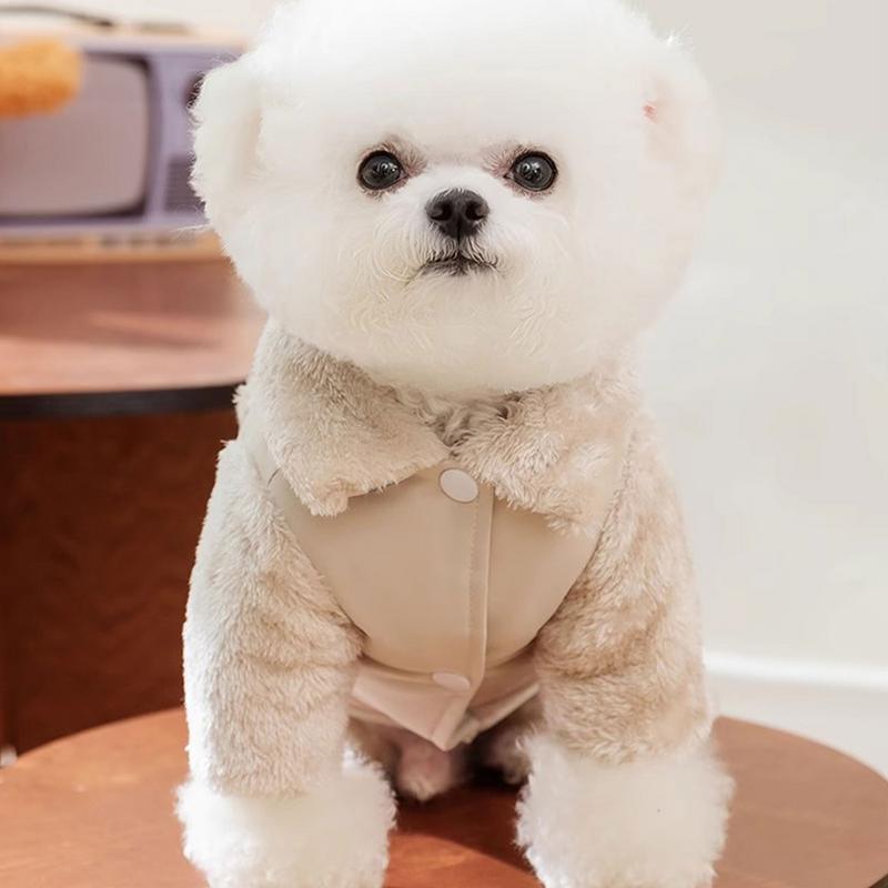 Winterhundejacke Warme Welpen Kaltwetterjacke mit Seilring Warme Hunde Baumwolloutfits Beidseitig tragbar für Herbstfest