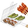 Grillkorb, zusammenklappbarer Grillrost aus Edelstahl, tragbares Grillgitter mit Holzgriff, Kochgeschirr für Outdoor-Camping und Picknick