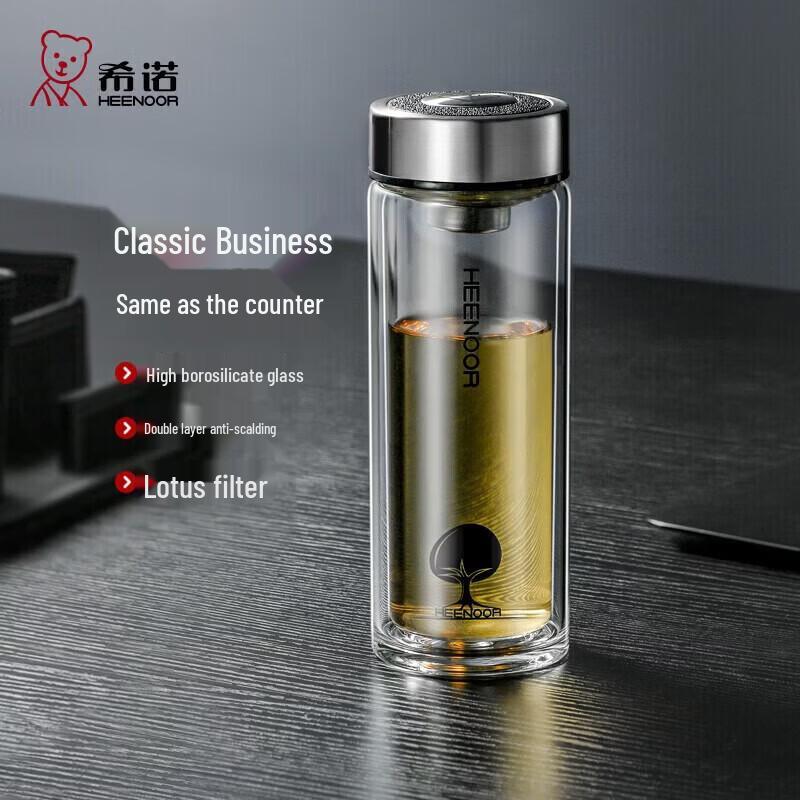 Heenoor Double-Wall Borosilicate Glass Tea Tumbler