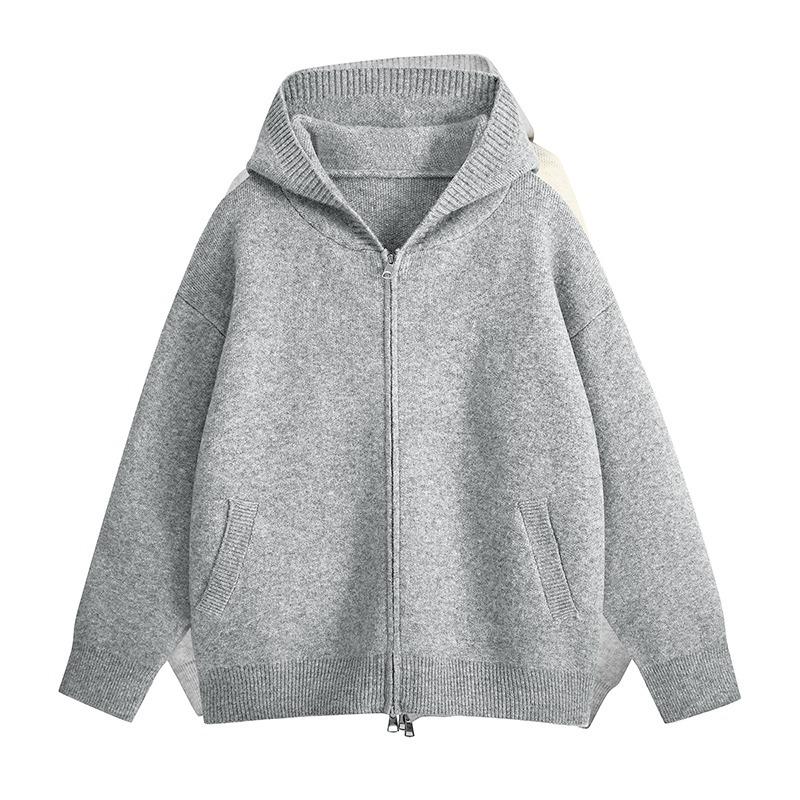 2025 Autumn/Winter High Neck Korean Style Double Zipper Knitted Cardigan for Couples – Loose Fit Sweater