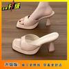 French Niche Comfortable Internet Celebrity High Heel Cool Slippers 2025 Summer New Thick Heel Fairy Height Cool Slippers Women Wear