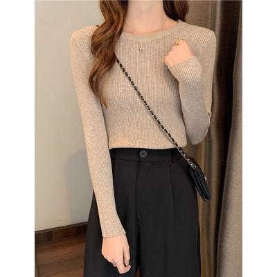 Early Autumn New New Crew Neck Sweater Women's Inner Shirt Tight Fashion Knitted Bottoming Shirt Top