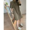 Cotton and Linen Women's Simple Temperament Commuter Casual Straight Lapel Pullover Short Short-sleeved Dress Summer