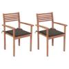 Day and Night - Day and Night Garden Chairs 2 Units Teak Wood with Taupe Gray Cushions