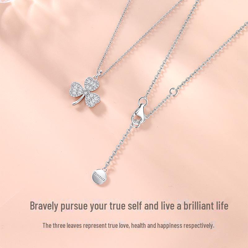 

Срібне кольє на ключицю 2024 для жінок: Дизайн «Серцебиття за три секунди», Легка розкіш, Нішевий стиль. clover necklace F-1714B платиновий