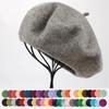 Wollfilz-Baskenmütze für Damen, britischer Stil, Mädchen-Baskenmütze, einfarbig, Wintermütze