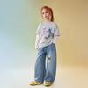 ASK JUNIOR Girls' Loose Fit Curved Leg Denim Jeans